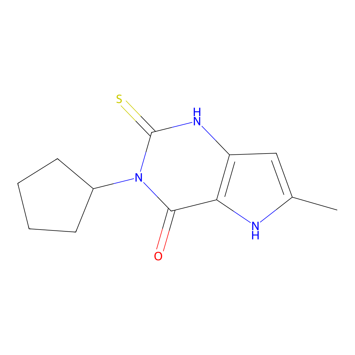 3-cyclopentyl-6-methyl-2-thioxo-1,2,3,5-tetrahydro-4H-pyrrolo[3,2-d]pyrimidin-4-one molecular structure, CAS 1923052-05-4