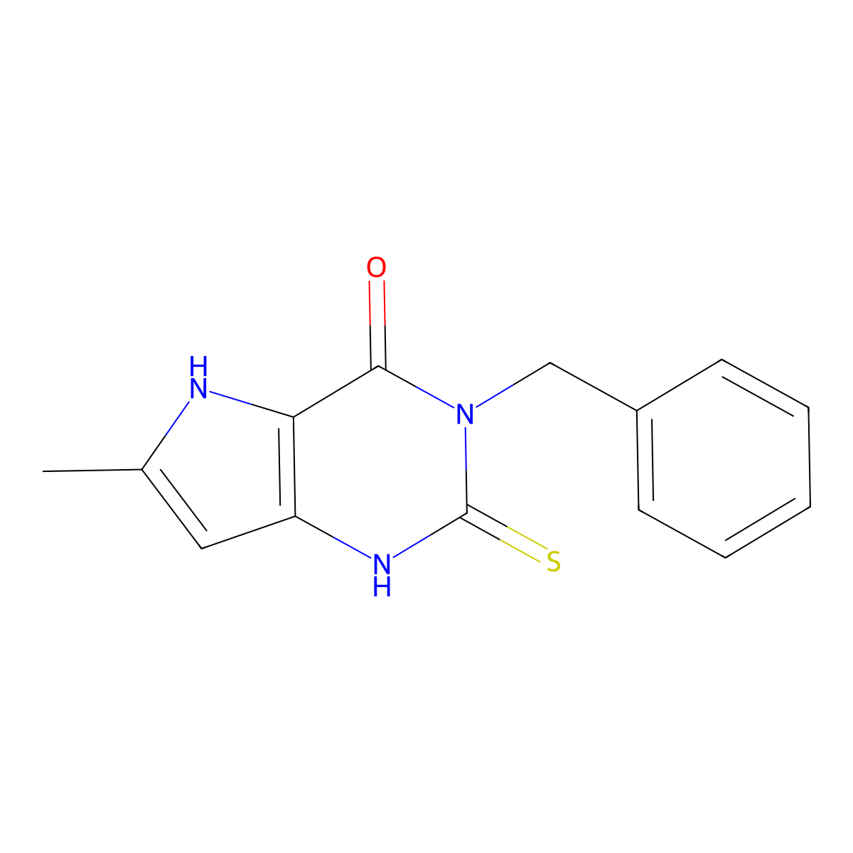 3-benzyl-6-methyl-2-thioxo-1,2,3,5-tetrahydro-4H-pyrrolo[3,2-d]pyrimidin-4-one molecular structure, CAS 1923052-06-5