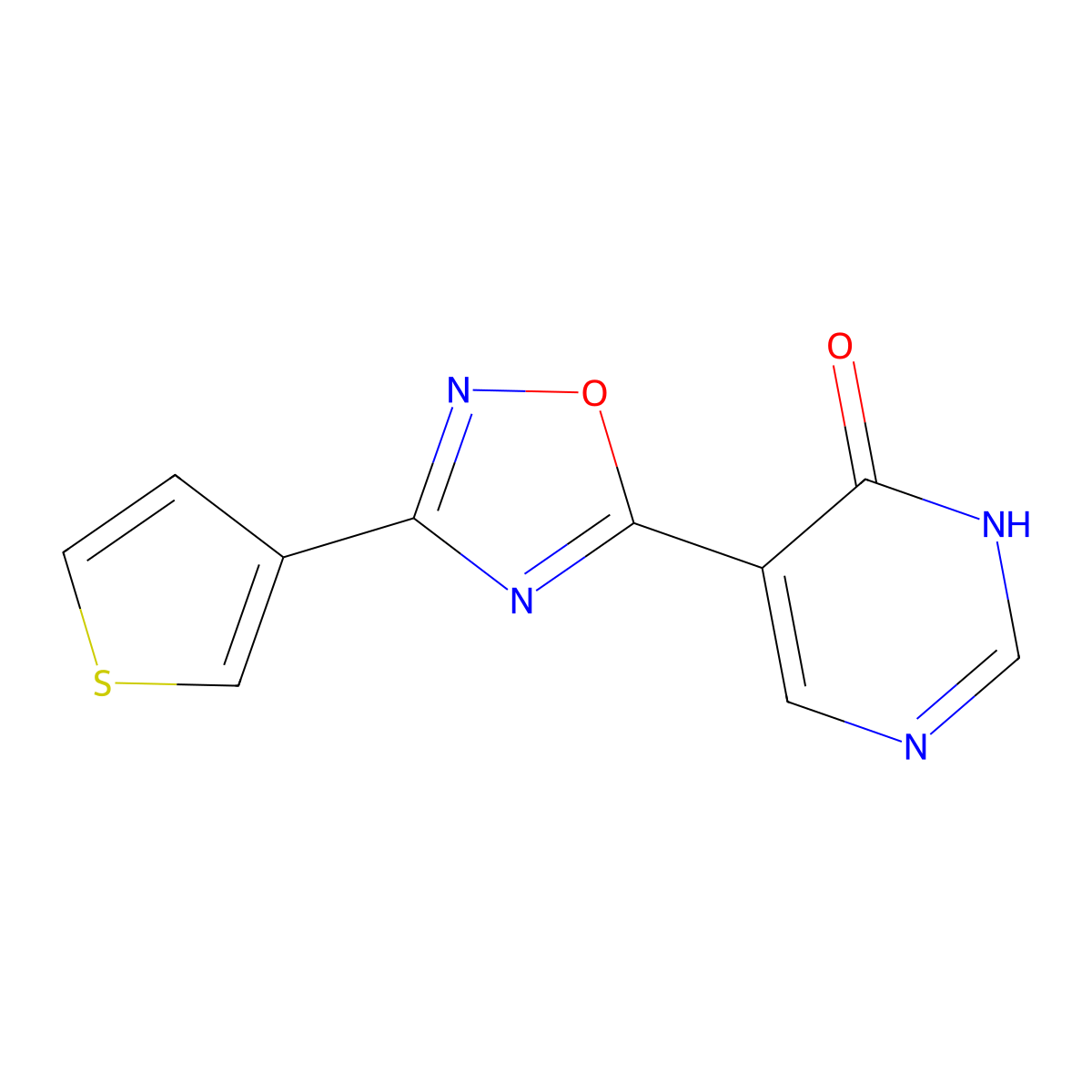 5-[3-(3-thienyl)-1,2,4-oxadiazol-5-yl]pyrimidin-4(3H)-one molecular structure, CAS 1923052-07-6