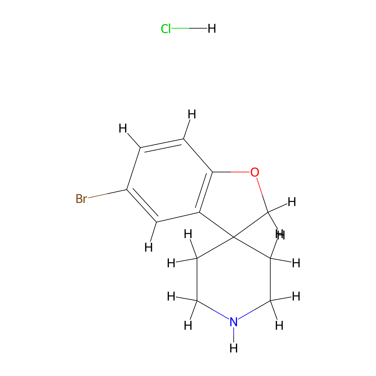 5-Bromo-2H-spiro[benzofuran-3,4'-piperidine] hydrochloride molecular structure, CAS 1923052-18-9