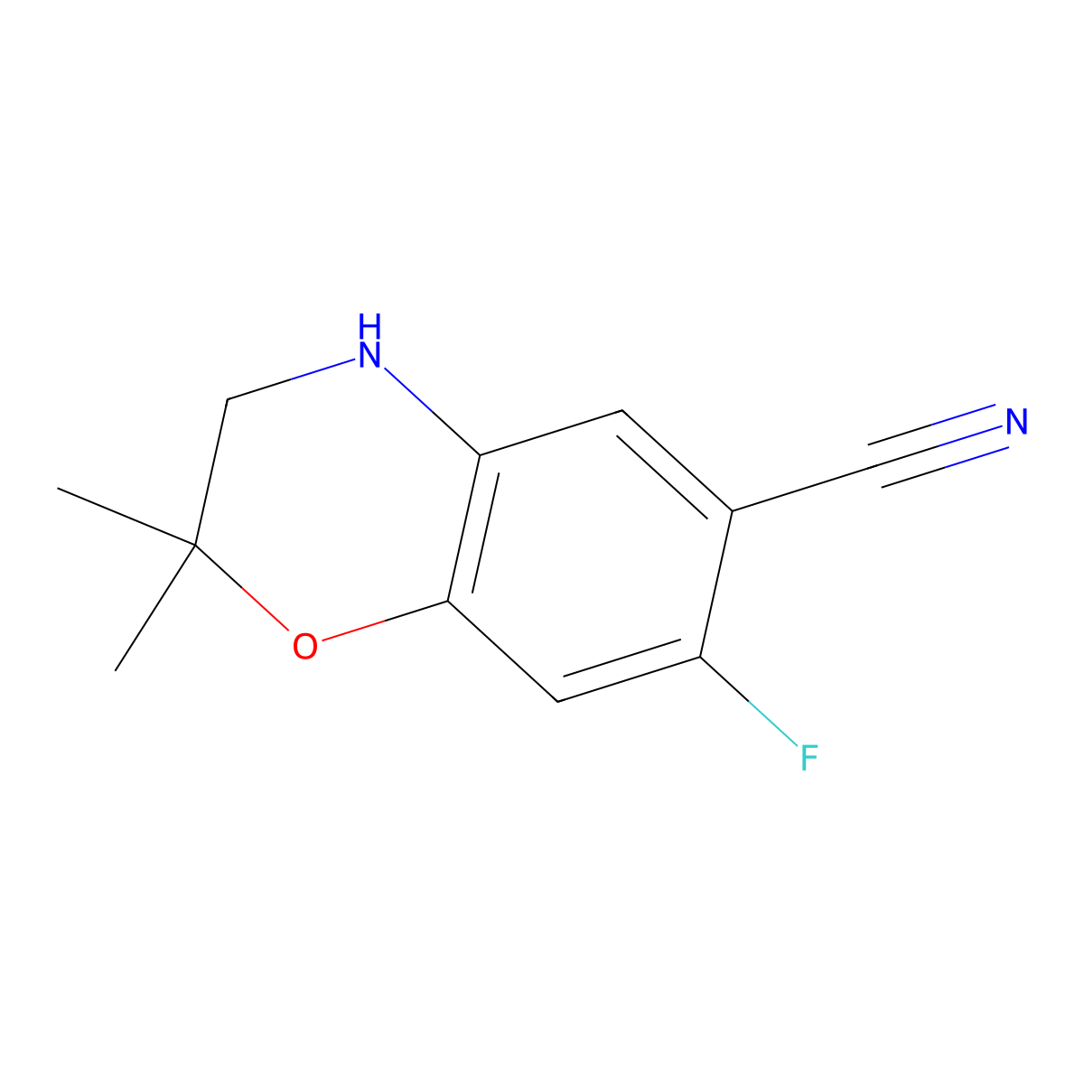 7-Fluoro-2,2-dimethyl-3,4-dihydro-2H-benzo[b][1,4]oxazine-6-carbonitrile molecular structure, CAS 1923052-20-3