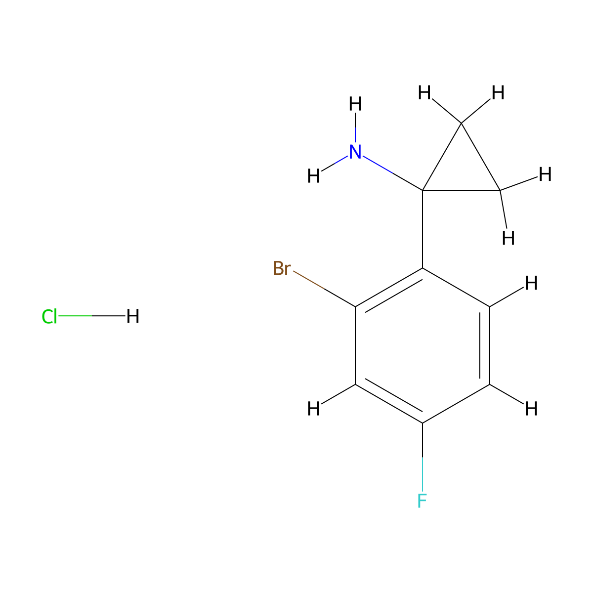 1-(2-Bromo-4-fluorophenyl)cyclopropan-1-amine hydrochloride molecular structure, CAS 1923056-86-3