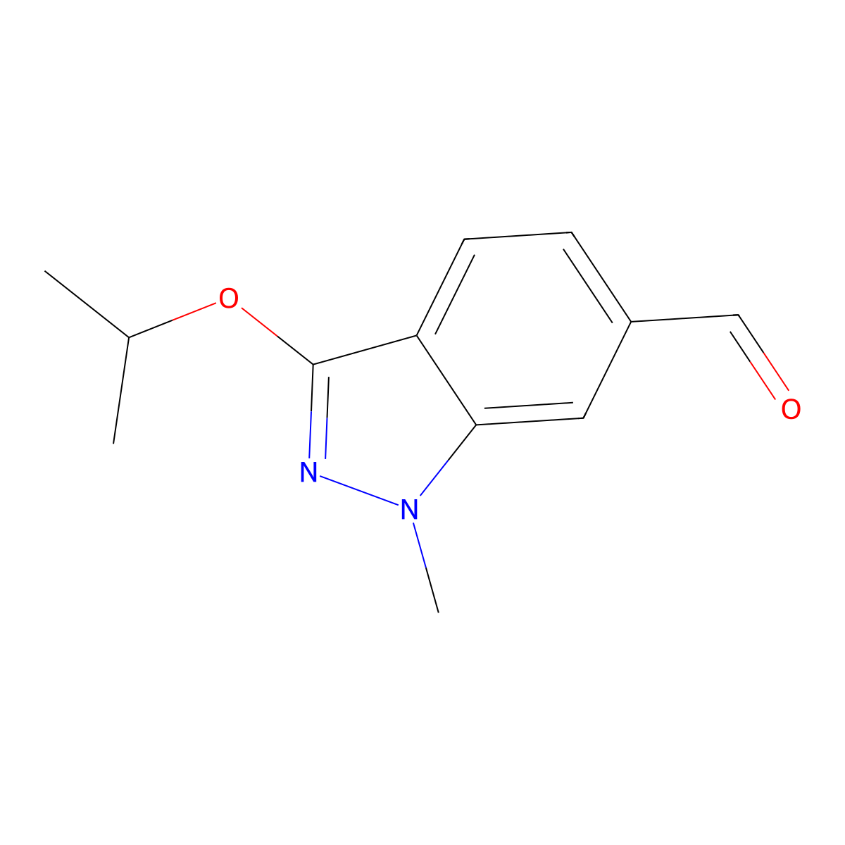 1-methyl-3-(propan-2-yloxy)-1H-indazole-6-carbaldehyde molecular structure, CAS 1923064-94-1