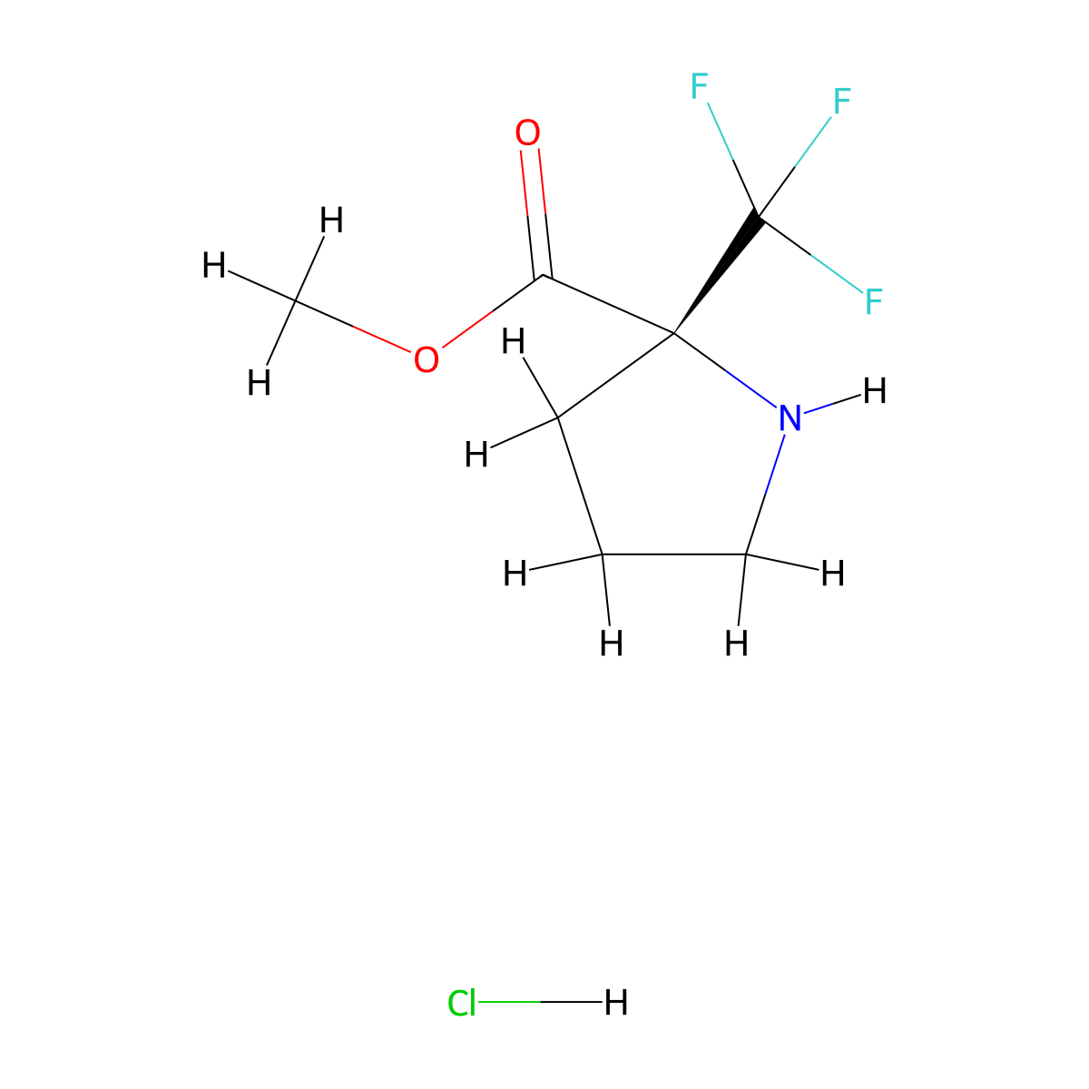 (R)-Methyl 2-(trifluoromethyl)pyrrolidine-2-carboxylate hydrochloride molecular structure, CAS 1923069-32-2