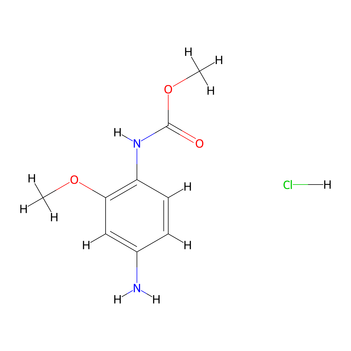 Methyl (4-amino-2-methoxyphenyl)carbamate hydrochloride molecular structure, CAS 1923088-48-5