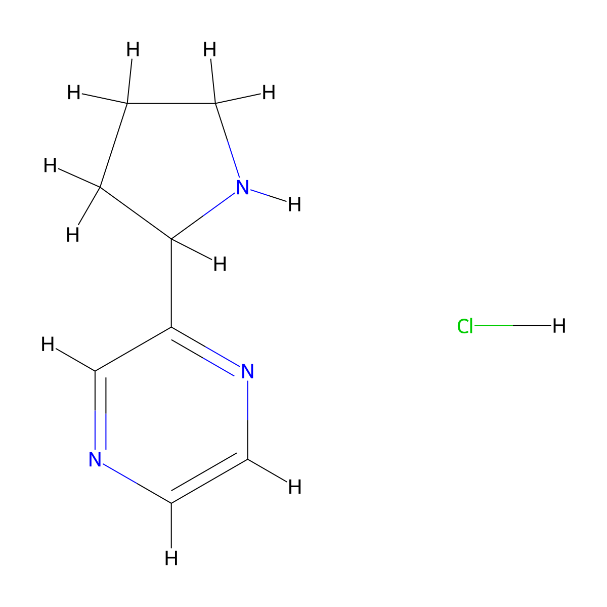 2-Pyrrolidin-2-ylpyrazine hydrochloride molecular structure, CAS 1923088-57-6