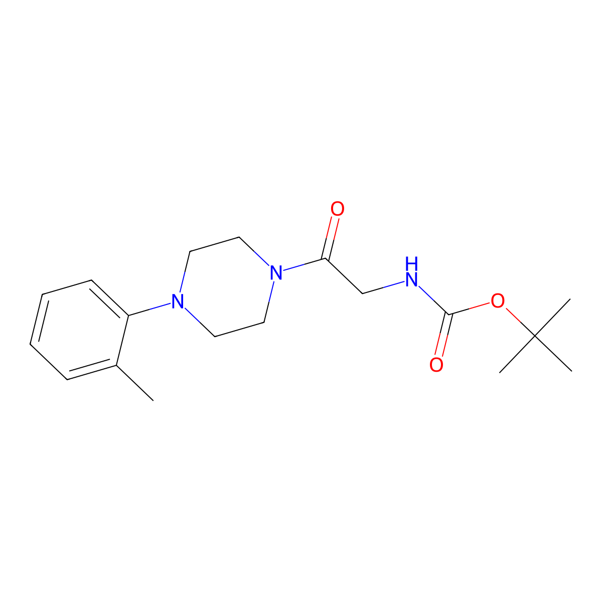 1-Tert-butoxycarbonyl-2-[4-(2-methylphenyl)piperazin-1-yl]-2-oxoethylamine molecular structure, CAS 1923094-20-5