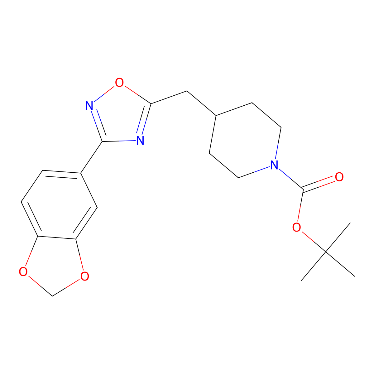 Tert-butyl 4-{[3-(1,3-benzodioxol-5-yl)-1,2,4-oxadiazol-5-yl]methyl}piperidine-1-carboxylate molecular structure, CAS 1923094-26-1