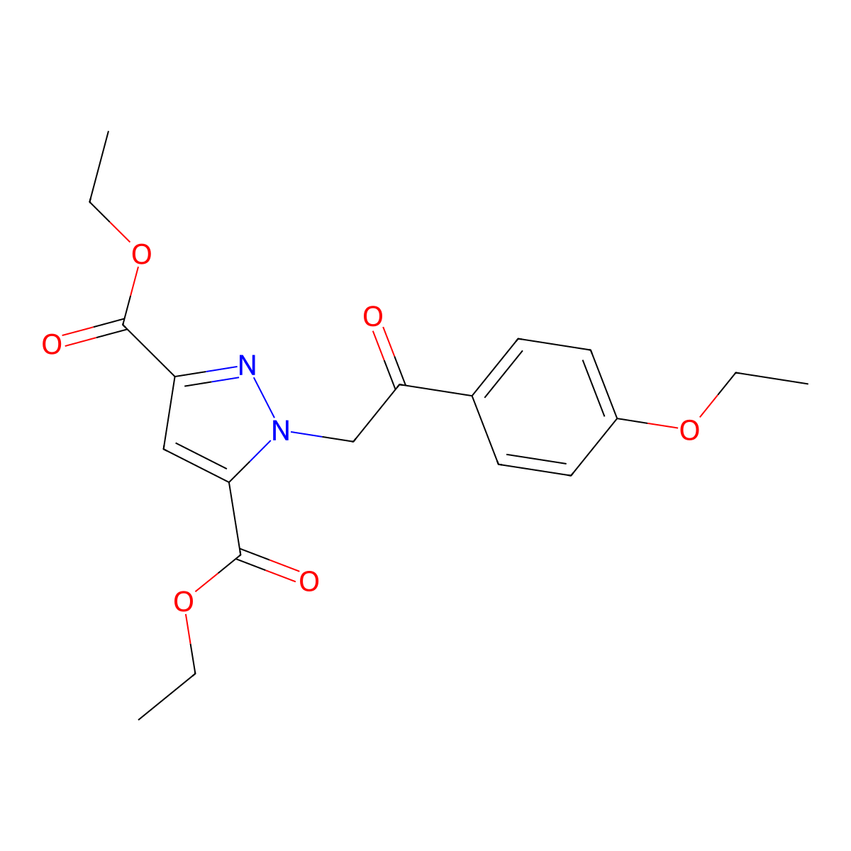 diethyl 1-[2-(4-ethoxyphenyl)-2-oxoethyl]-1H-pyrazole-3,5-dicarboxylate molecular structure, CAS 1923094-34-1