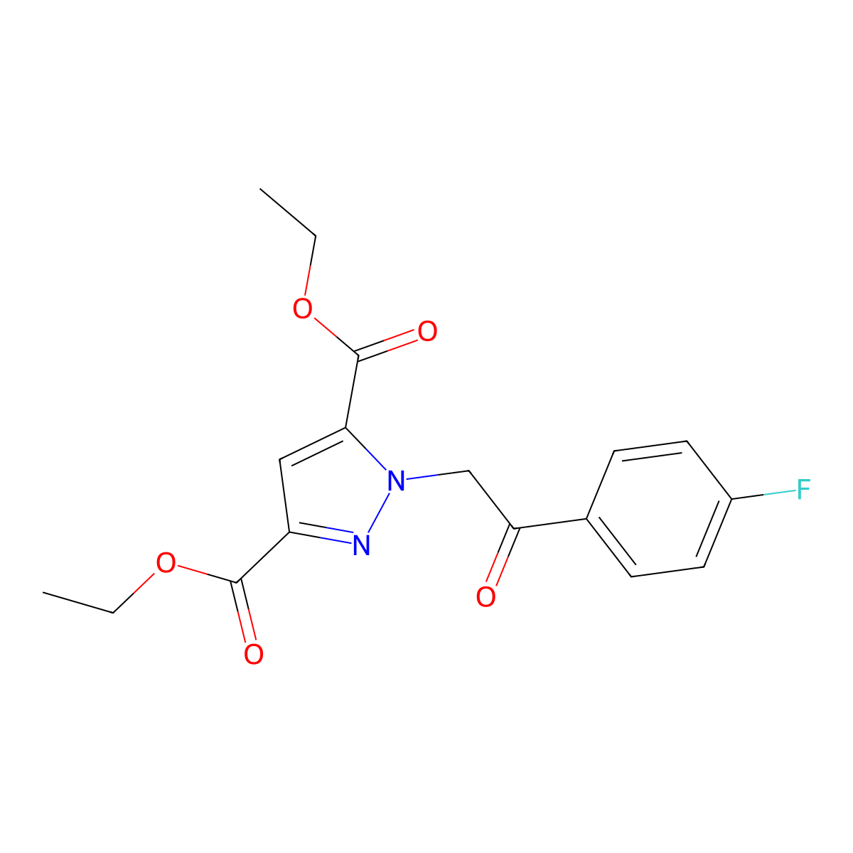 diethyl 1-[2-(4-fluorophenyl)-2-oxoethyl]-1H-pyrazole-3,5-dicarboxylate molecular structure, CAS 1923094-37-4