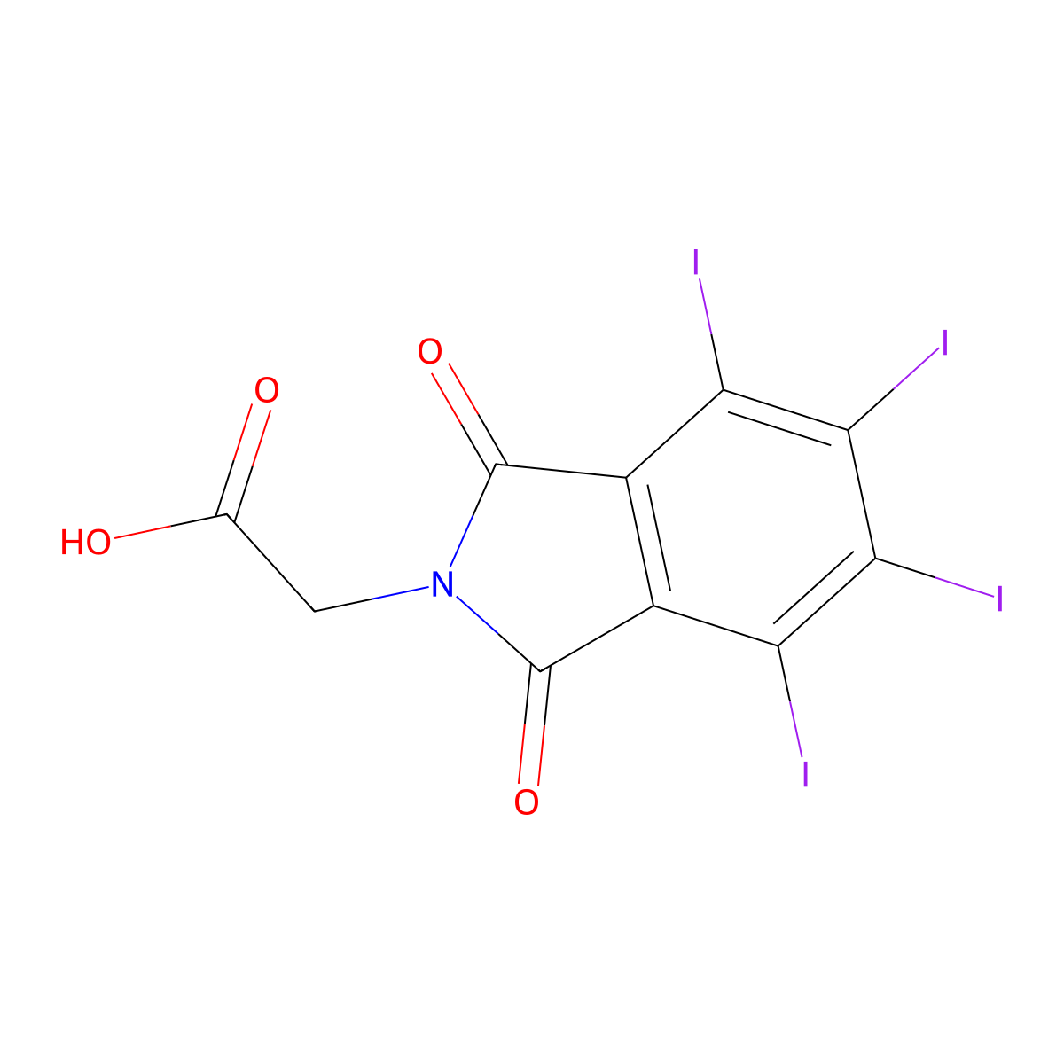 2-(4,5,6,7-Tetraiodo-1,3-dioxo-2-isoindolyl)acetic acid molecular structure, CAS 19231-60-8