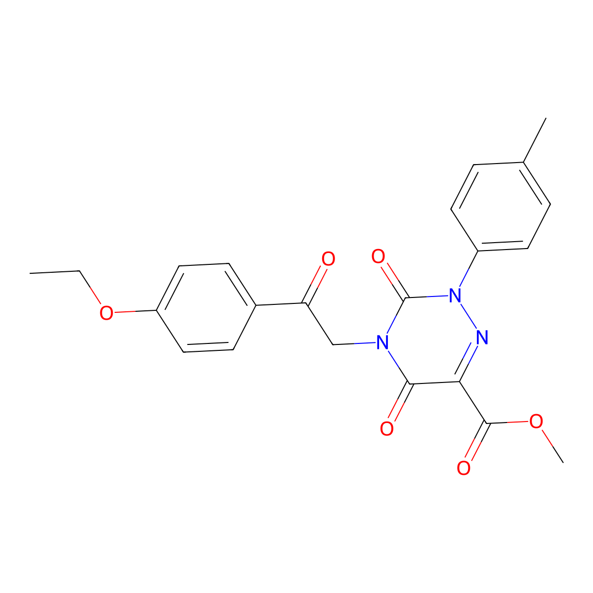 Methyl 4-[2-(4-ethoxyphenyl)-2-oxoethyl]-2-(4-methylphenyl)-3,5-dioxo-2,3,4,5-tetrahydro-1,2,4-triazine-6-carboxylate molecular structure, CAS 1923108-12-6