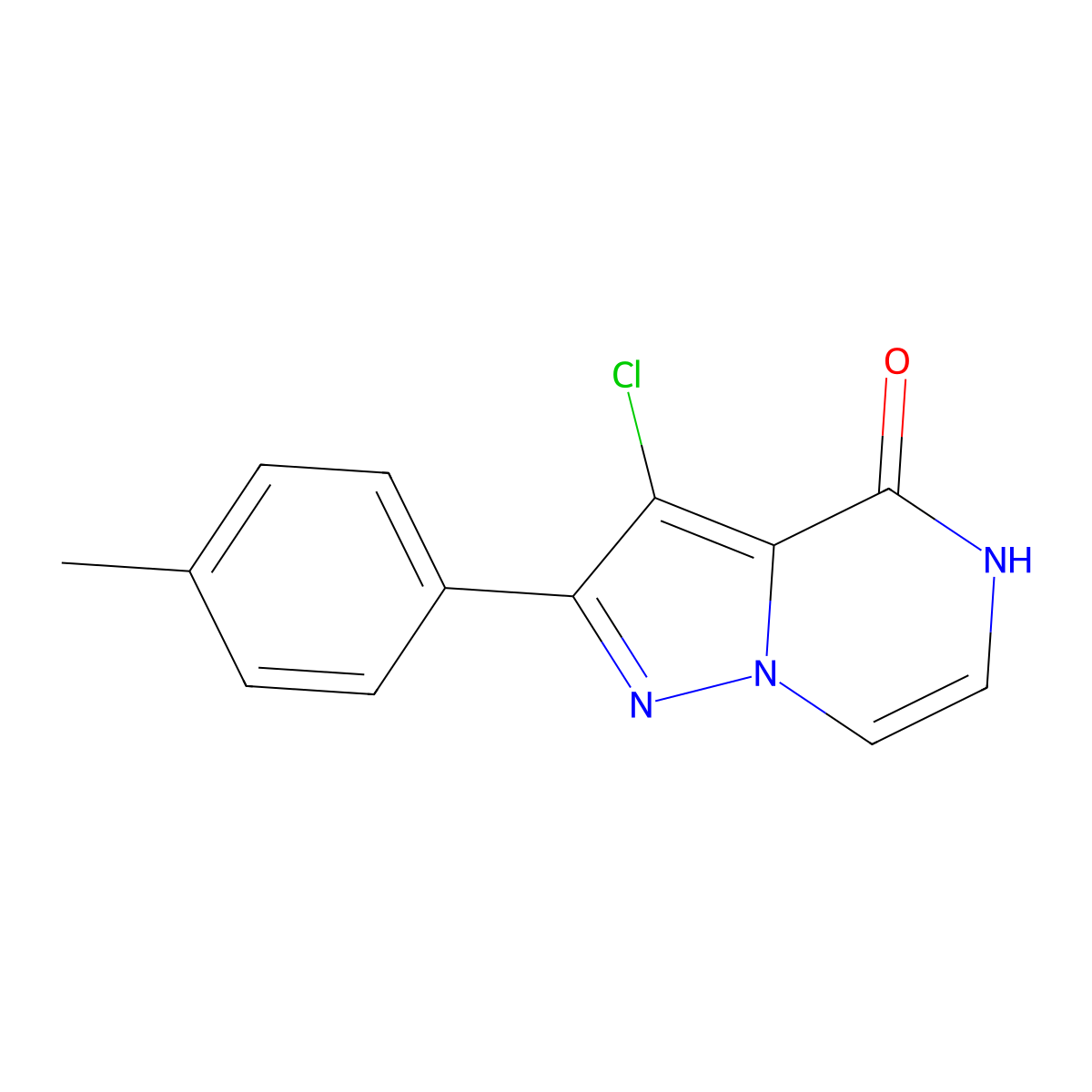 3-chloro-2-(4-methylphenyl)pyrazolo[1,5-a]pyrazin-4(5H)-one molecular structure, CAS 1923120-48-2