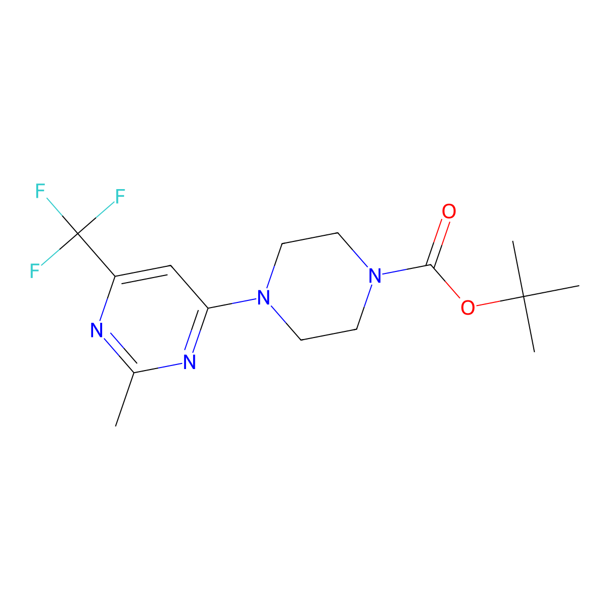 Tert-butyl 4-[2-methyl-6-(trifluoromethyl)pyrimidin-4-yl]piperazine-1-carboxylate molecular structure, CAS 1923126-65-1