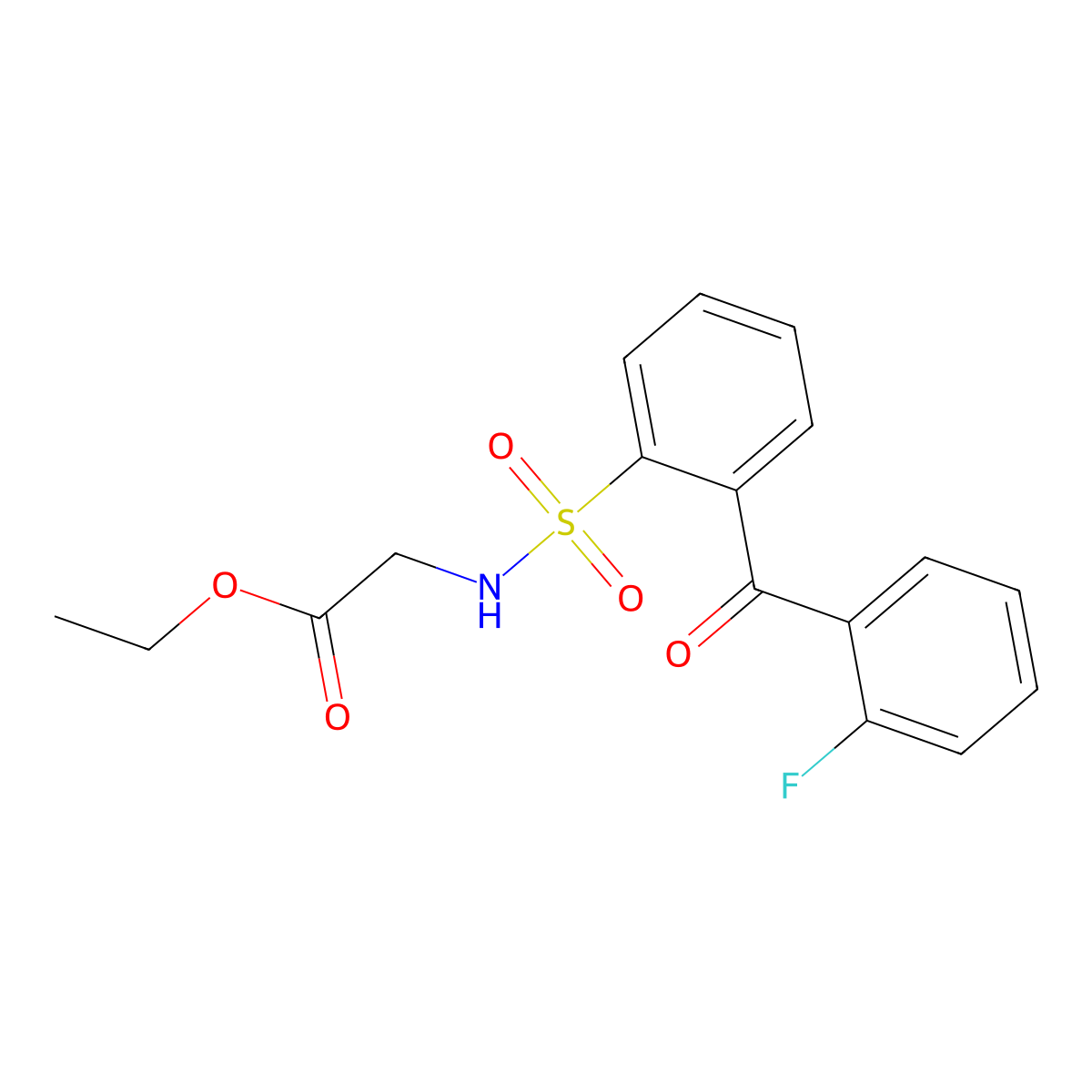 Ethyl 2-[2-(2-fluorobenzoyl)benzenesulfonamido]acetate molecular structure, CAS 1923126-95-7