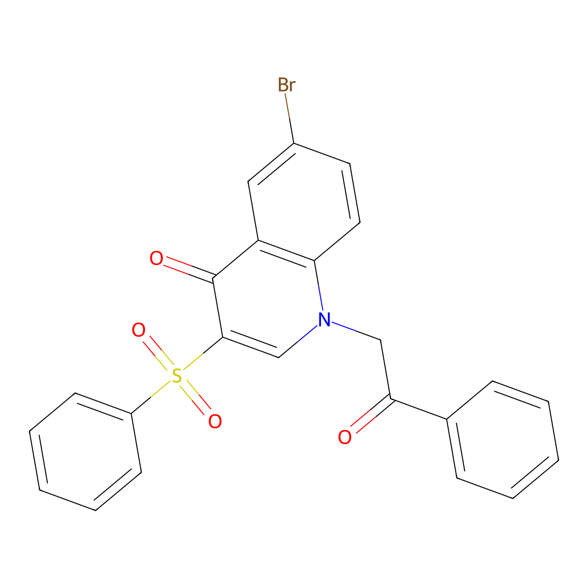 6-bromo-1-(2-oxo-2-phenylethyl)-3-(phenylsulfonyl)quinolin-4(1H)-one molecular structure, CAS 1923127-07-4
