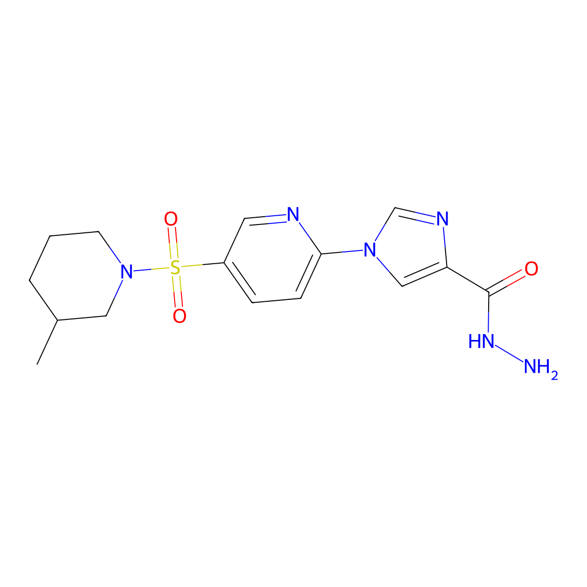 1-{5-[(3-methylpiperidin-1-yl)sulfonyl]pyridin-2-yl}-1H-imidazole-4-carbohydrazide molecular structure, CAS 1923127-09-6