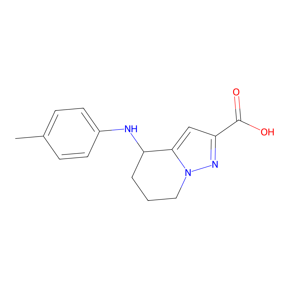 4-[(4-Methylphenyl)amino]-4,5,6,7-tetrahydropyrazolo[1,5-a]pyridine-2-carboxylic acid molecular structure, CAS 1923127-15-4