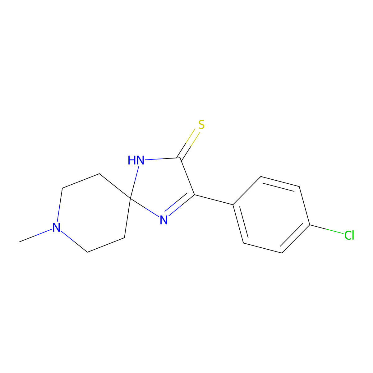 3-(4-Chlorophenyl)-8-methyl-1,4,8-triazaspiro[4.5]dec-3-ene-2-thione molecular structure, CAS 1923127-22-3