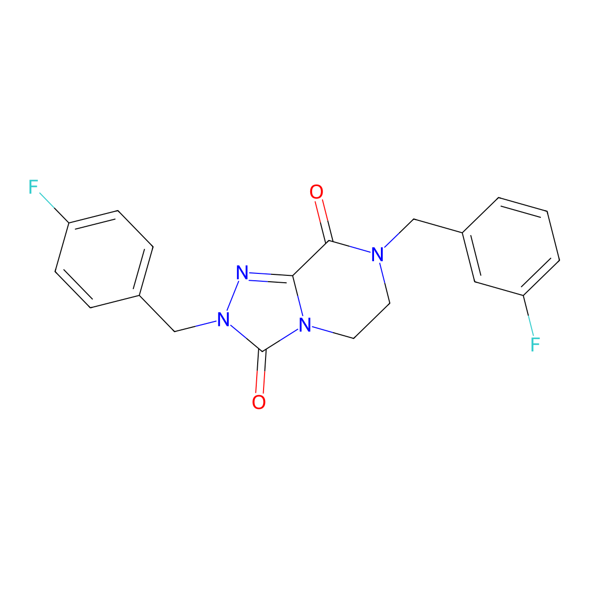 7-(3-fluorobenzyl)-2-(4-fluorobenzyl)-6,7-dihydro[1,2,4]triazolo[4,3-a]pyrazine-3,8(2H,5H)-dione molecular structure, CAS 1923133-28-1