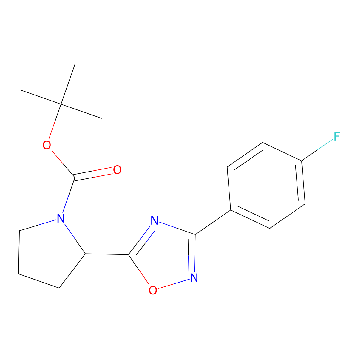 Tert-butyl 2-[3-(4-fluorophenyl)-1,2,4-oxadiazol-5-yl]pyrrolidine-1-carboxylate molecular structure, CAS 1923140-15-1