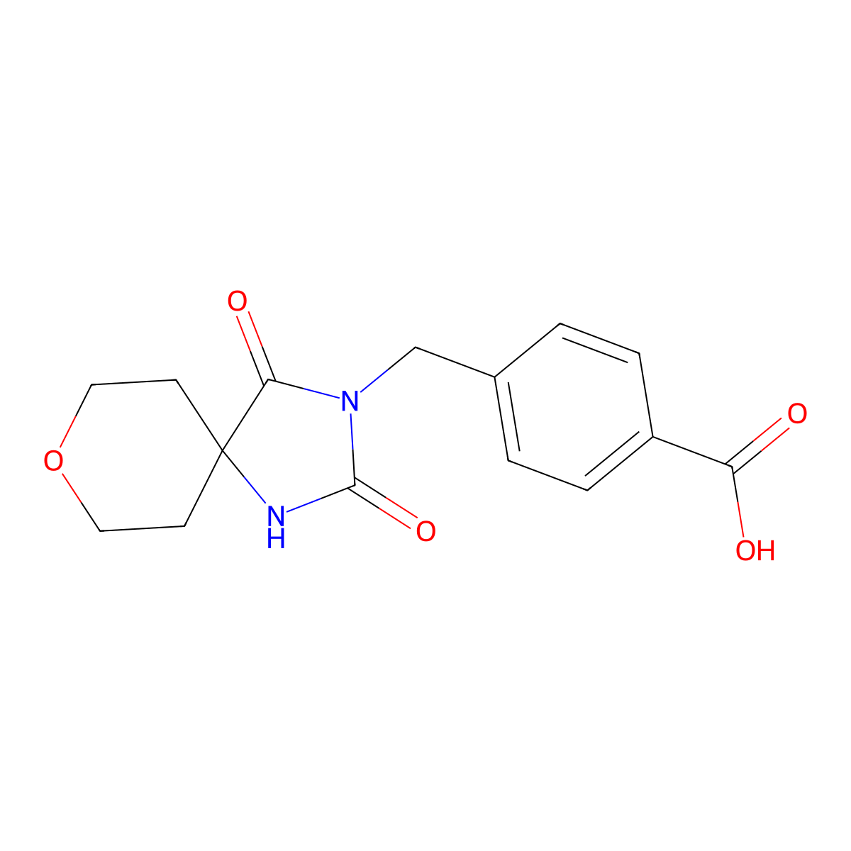 4-[(2,4-Dioxo-8-oxa-1,3-diazaspiro[4.5]dec-3-yl)methyl]benzoic acid molecular structure, CAS 1923140-38-8