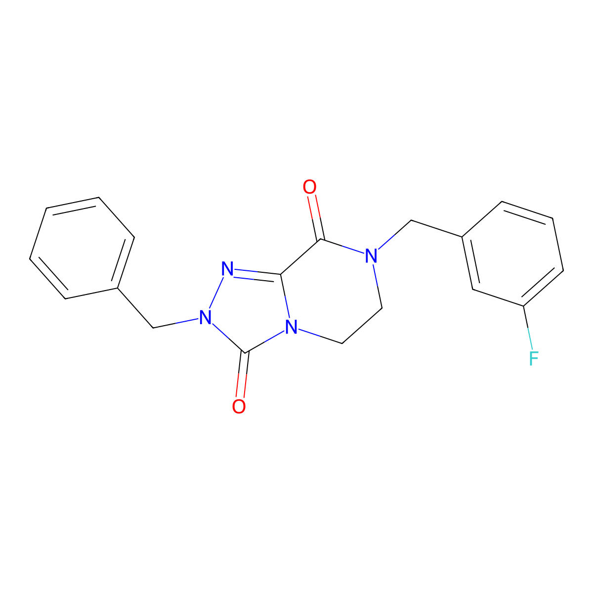 2-benzyl-7-(3-fluorobenzyl)-6,7-dihydro[1,2,4]triazolo[4,3-a]pyrazine-3,8(2H,5H)-dione molecular structure, CAS 1923141-37-0
