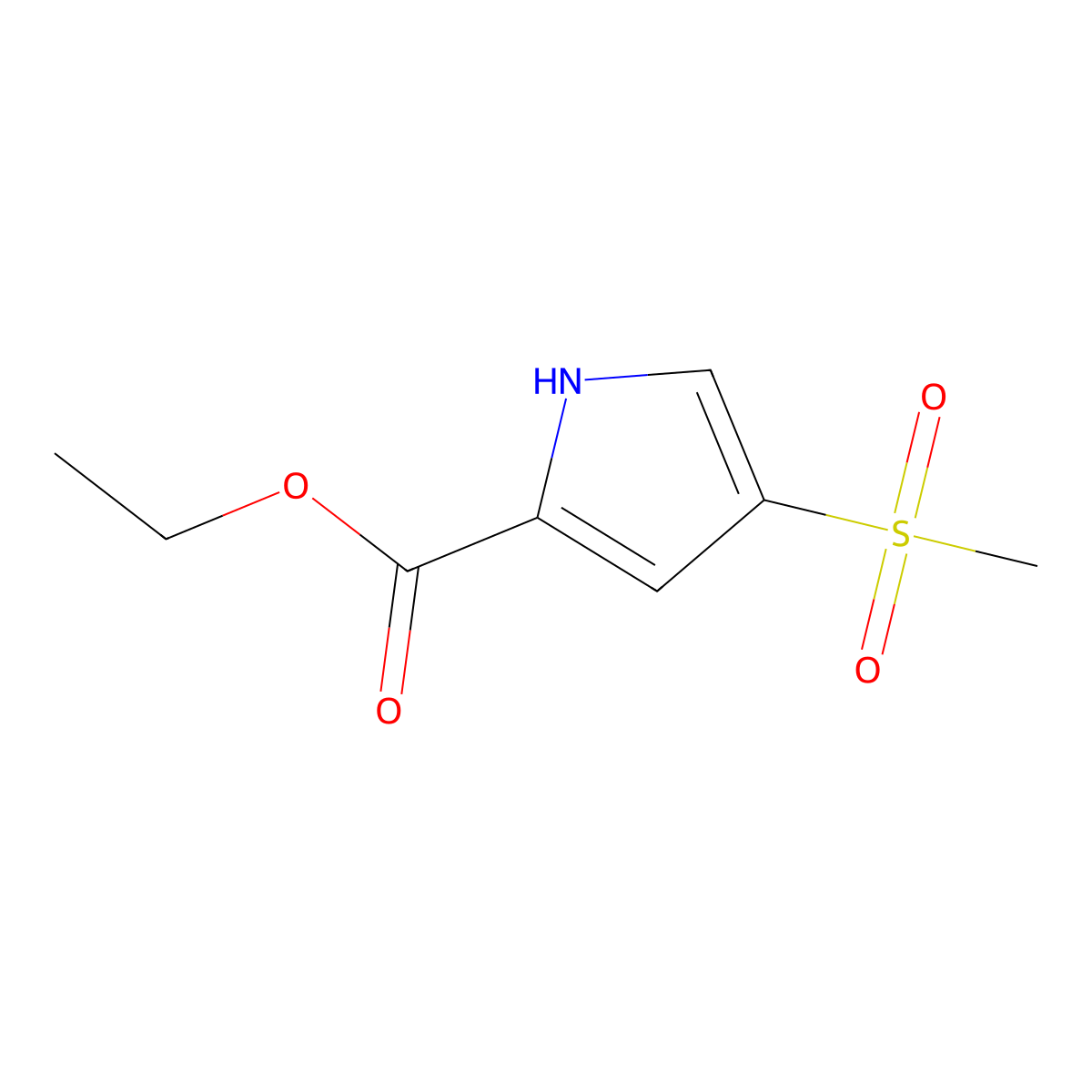 ethyl 4-methanesulfonyl-1H-pyrrole-2-carboxylate molecular structure, CAS 1923159-86-7