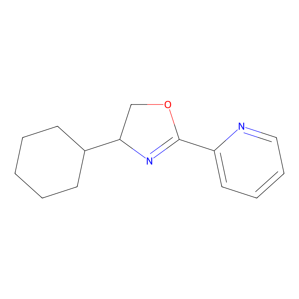 (S)-4-Cyclohexyl-2-(pyridin-2-yl)-4,5-dihydrooxazole molecular structure, CAS 192318-04-0