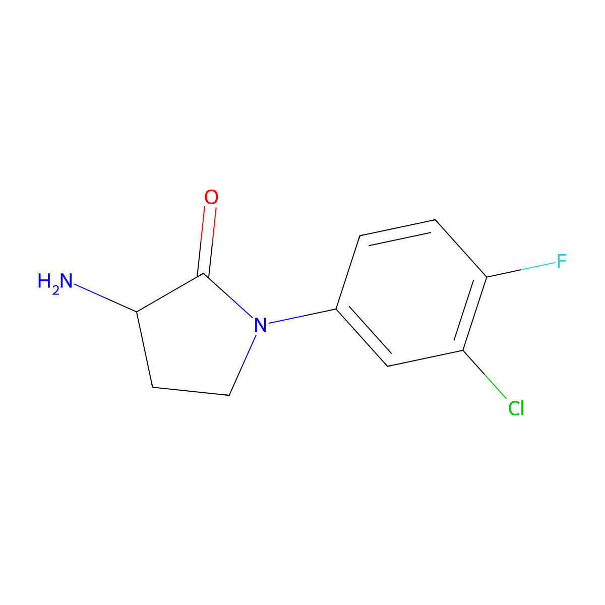3-Amino-1-(3-chloro-4-fluorophenyl)pyrrolidin-2-one molecular structure, CAS 192318-48-2