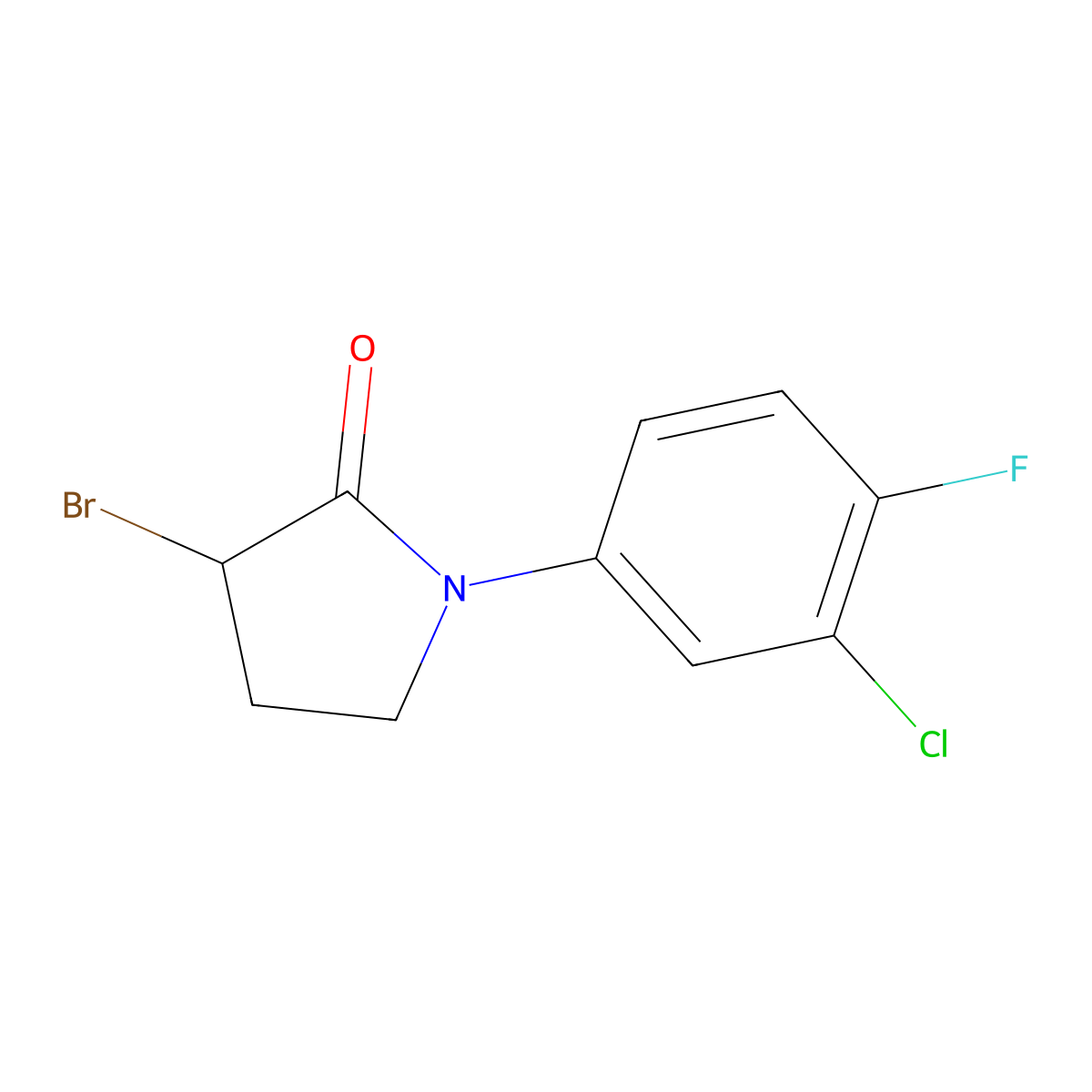 3-Bromo-1-(3-chloro-4-fluorophenyl)pyrrolidin-2-one molecular structure, CAS 192318-55-1