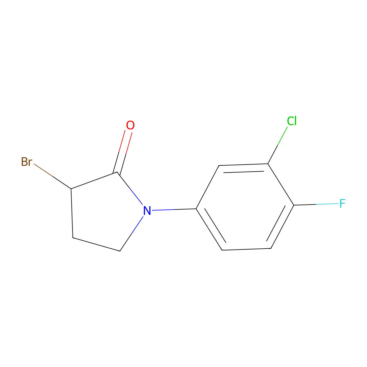 3-Bromo-1-(3-chloro-4-fluorophenyl)pyrrolidin-2-one molecular structure, CAS 192318-55-1
