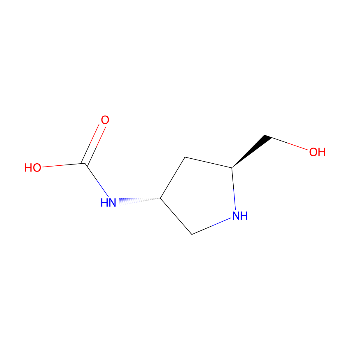 ((3R,5S)-5-(Hydroxymethyl)pyrrolidin-3-yl)carbamic acid molecular structure, CAS 1923194-69-7