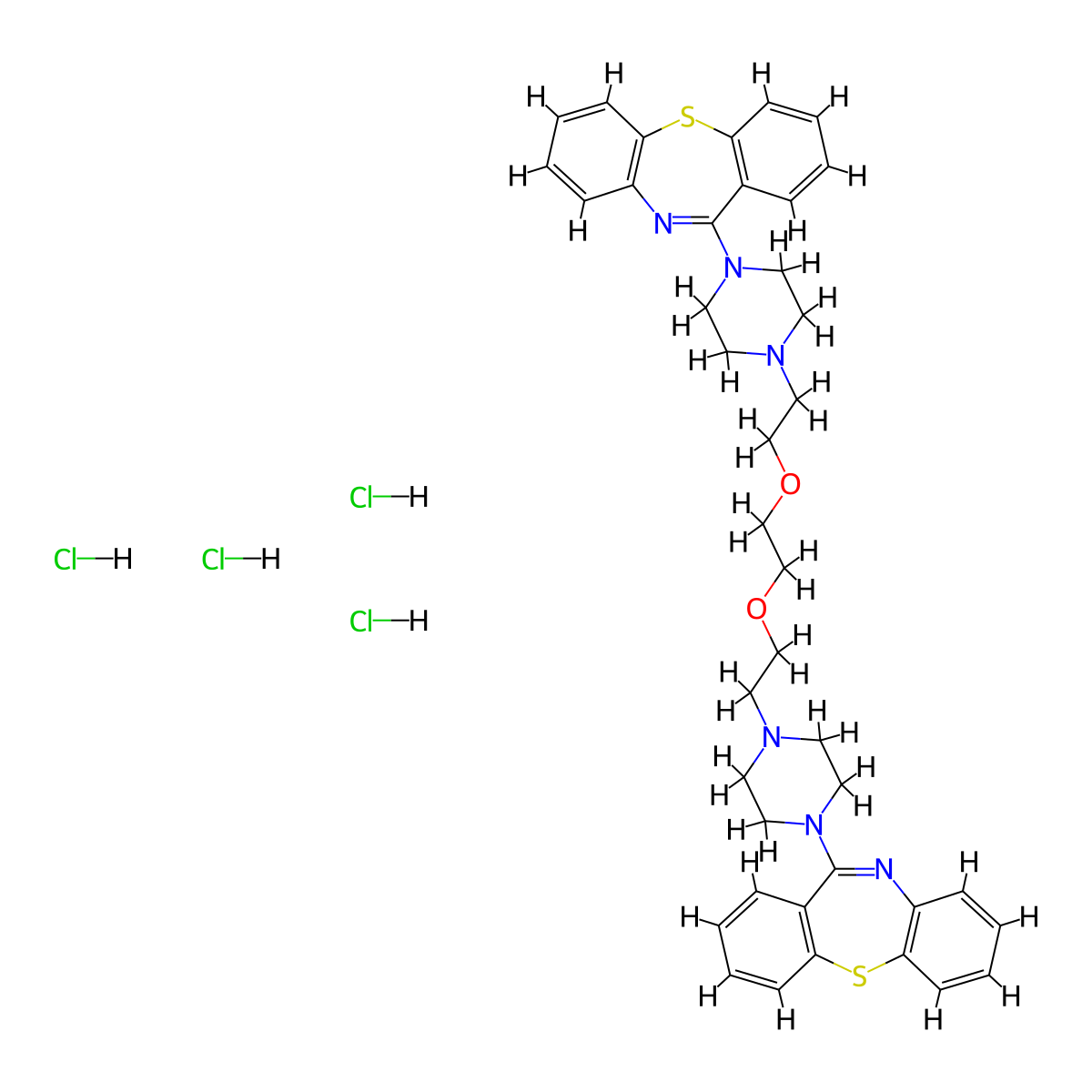 1,2-Bis(2-(4-(dibenzo[b,f][1,4]thiazepin-11-yl)piperazin-1-yl)ethoxy)ethane tetrahydrochloride molecular structure, CAS 1923194-81-3