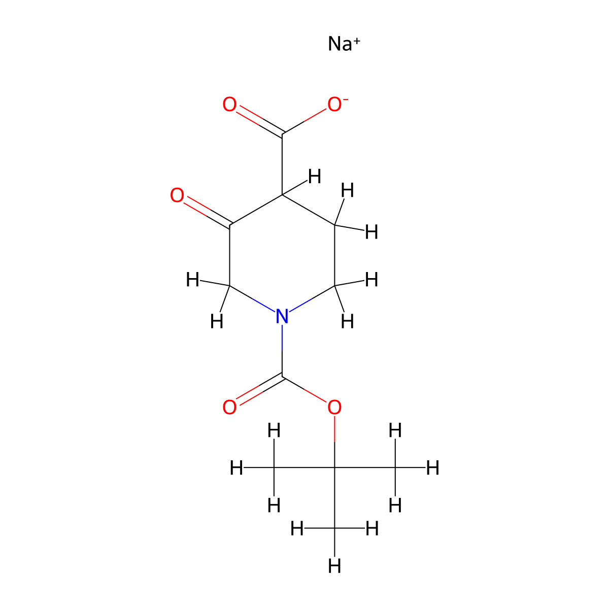 Sodium 1-(tert-butoxycarbonyl)-3-oxopiperidine-4-carboxylate molecular structure, CAS 1923203-61-5