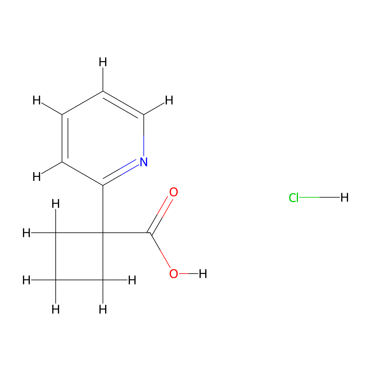 1-(Pyridin-2-yl)cyclobutanecarboxylic acid hydrochloride molecular structure, CAS 1923203-64-8