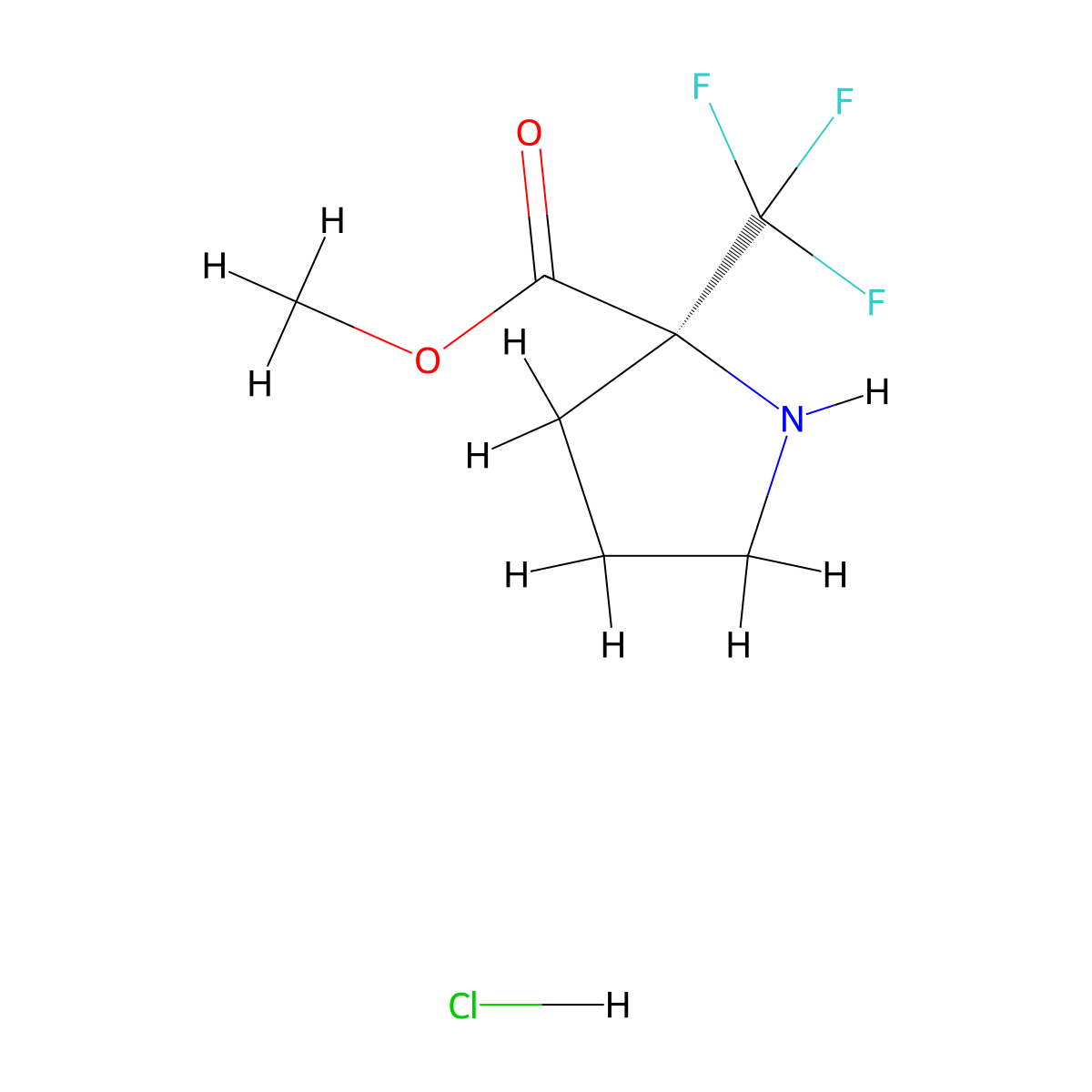 (S)-Methyl 2-(trifluoromethyl)pyrrolidine-2-carboxylate hydrochloride molecular structure, CAS 1923203-84-2