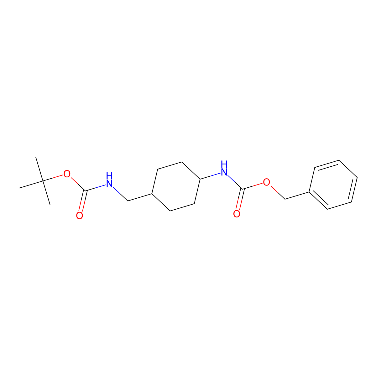 tert-Butyl ((trans-4-(((benzyloxy)carbonyl)amino)cyclohexyl)methyl)carbamate molecular structure, CAS 192323-61-8