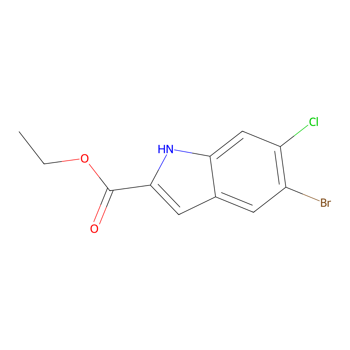 Ethyl 5-bromo-6-chloro-1H-indole-2-carboxylate molecular structure, CAS 1923237-13-1