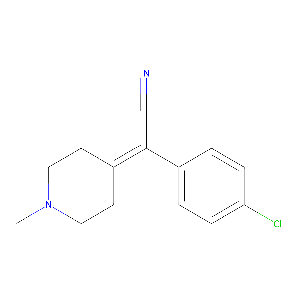 2-(4-Chlorophenyl)-2-(1-methylpiperidin-4-ylidene)acetonitrile molecular structure, CAS 1923238-63-4