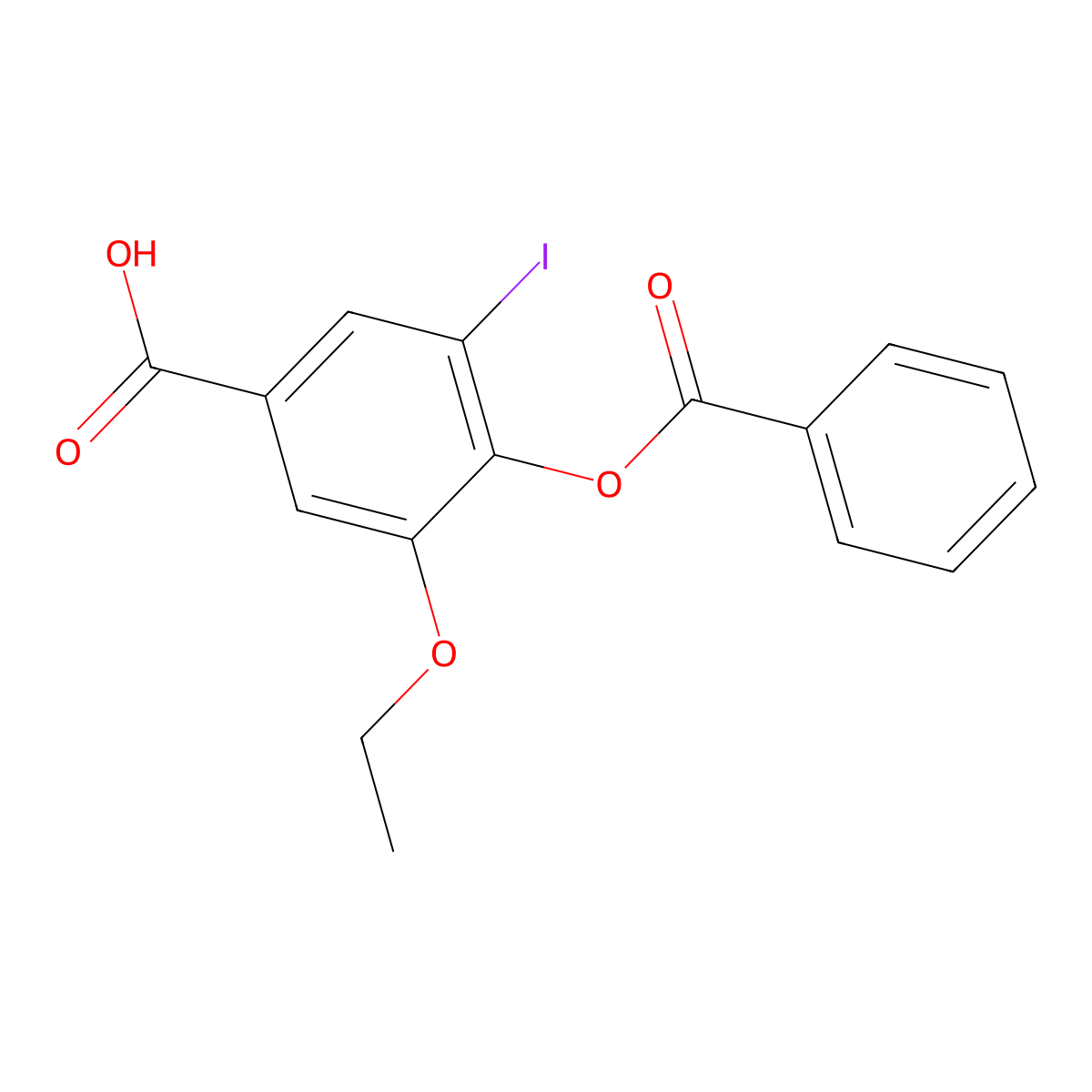 3-Ethoxy-5-iodo-4-[(phenylcarbonyl)oxy]benzoic acid molecular structure, CAS 1923269-17-3