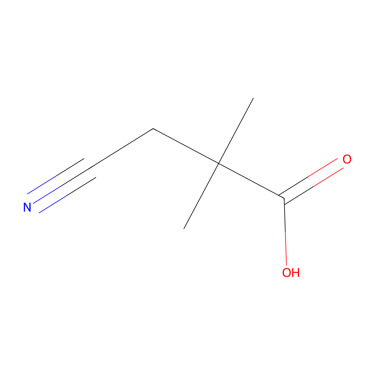 3-Cyano-2,2-dimethylpropanoic acid molecular structure, CAS 192327-00-7