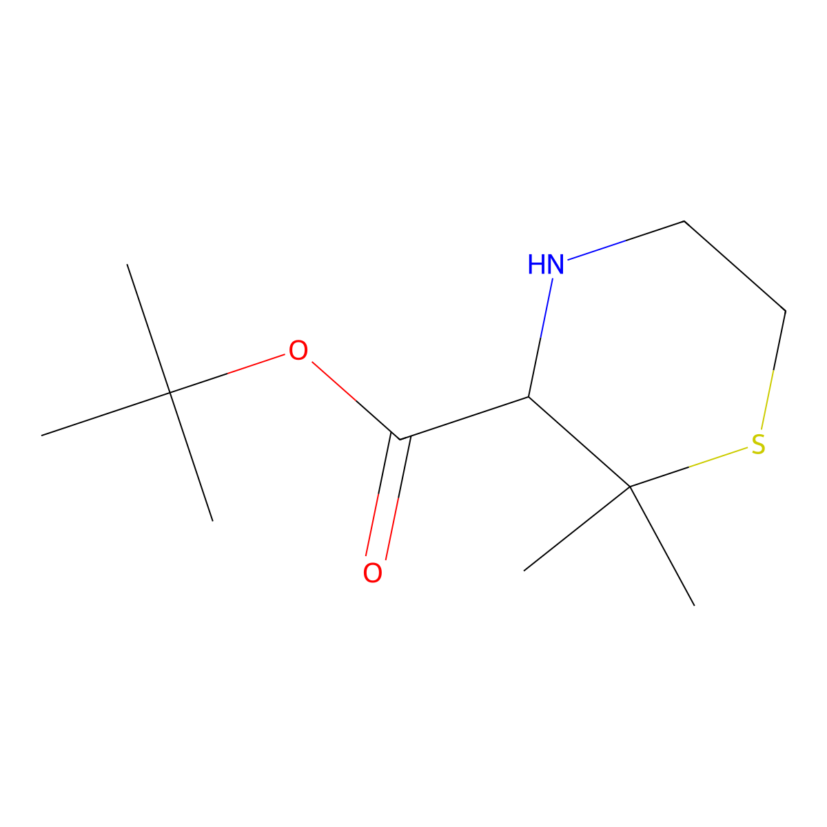 Tert-butyl (S)-2,2-dimethylthiomorpholine-3-carboxylate molecular structure, CAS 192329-84-3