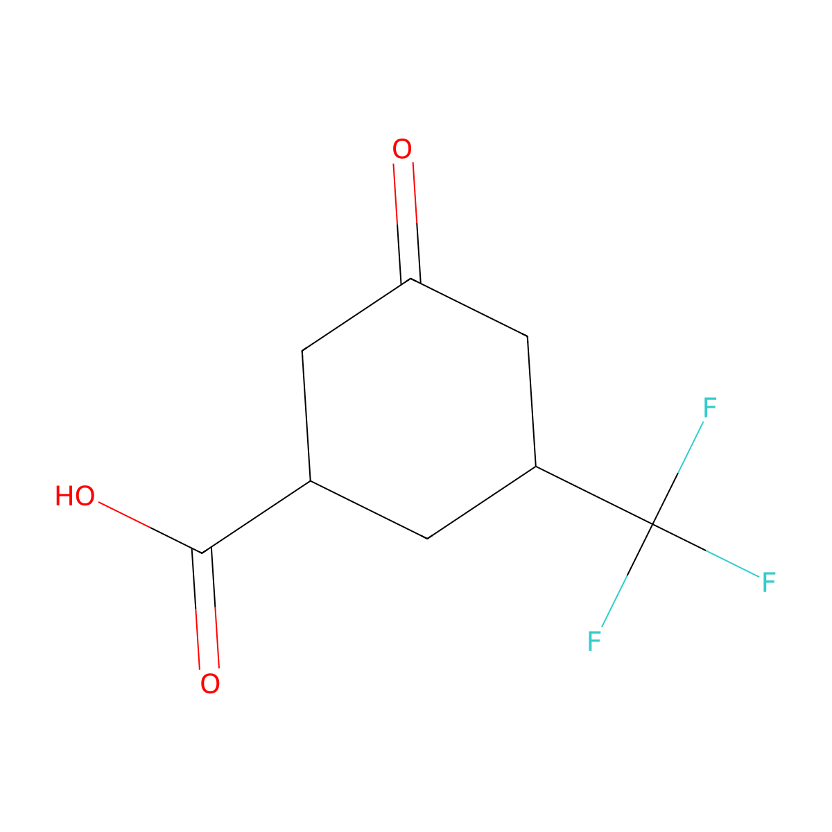 3-Oxo-5-(trifluoromethyl)cyclohexane-1-carboxylic acid molecular structure, CAS 1923335-26-5