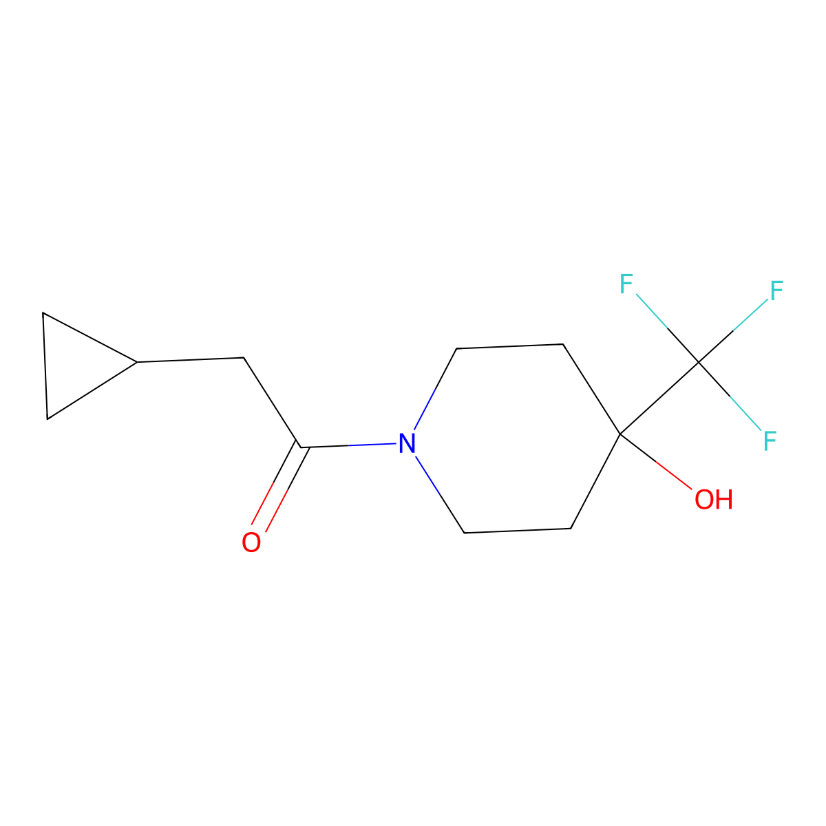 2-Cyclopropyl-1-[4-hydroxy-4-(trifluoromethyl)piperidin-1-yl]ethan-1-one molecular structure, CAS 1923388-94-6