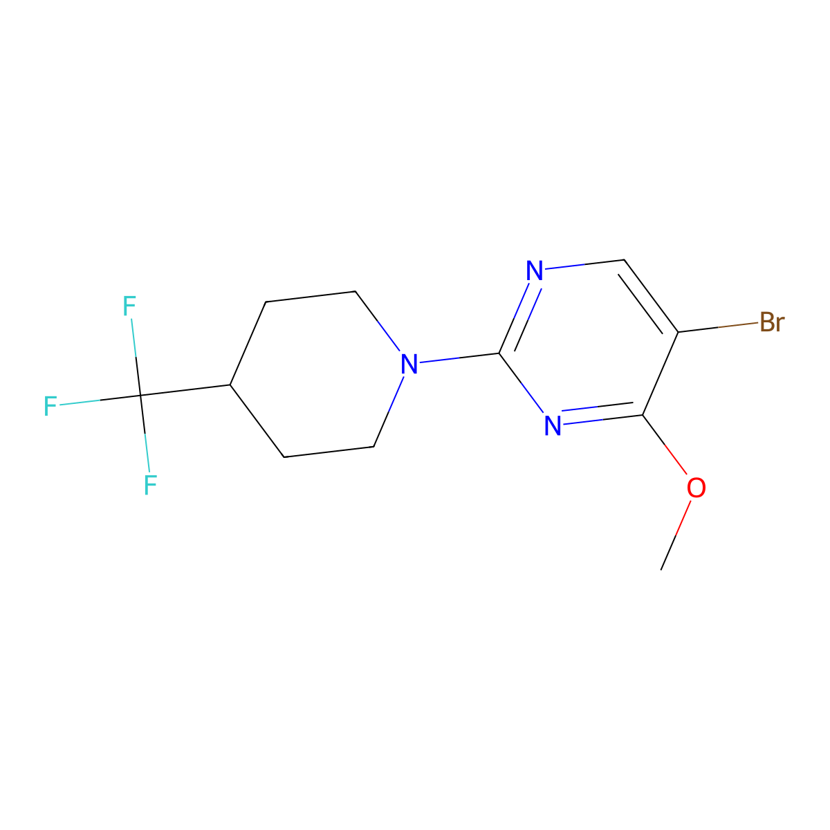 5-Bromo-4-methoxy-2-[4-(trifluoromethyl)piperidin-1-yl]pyrimidine molecular structure, CAS 1923639-25-1