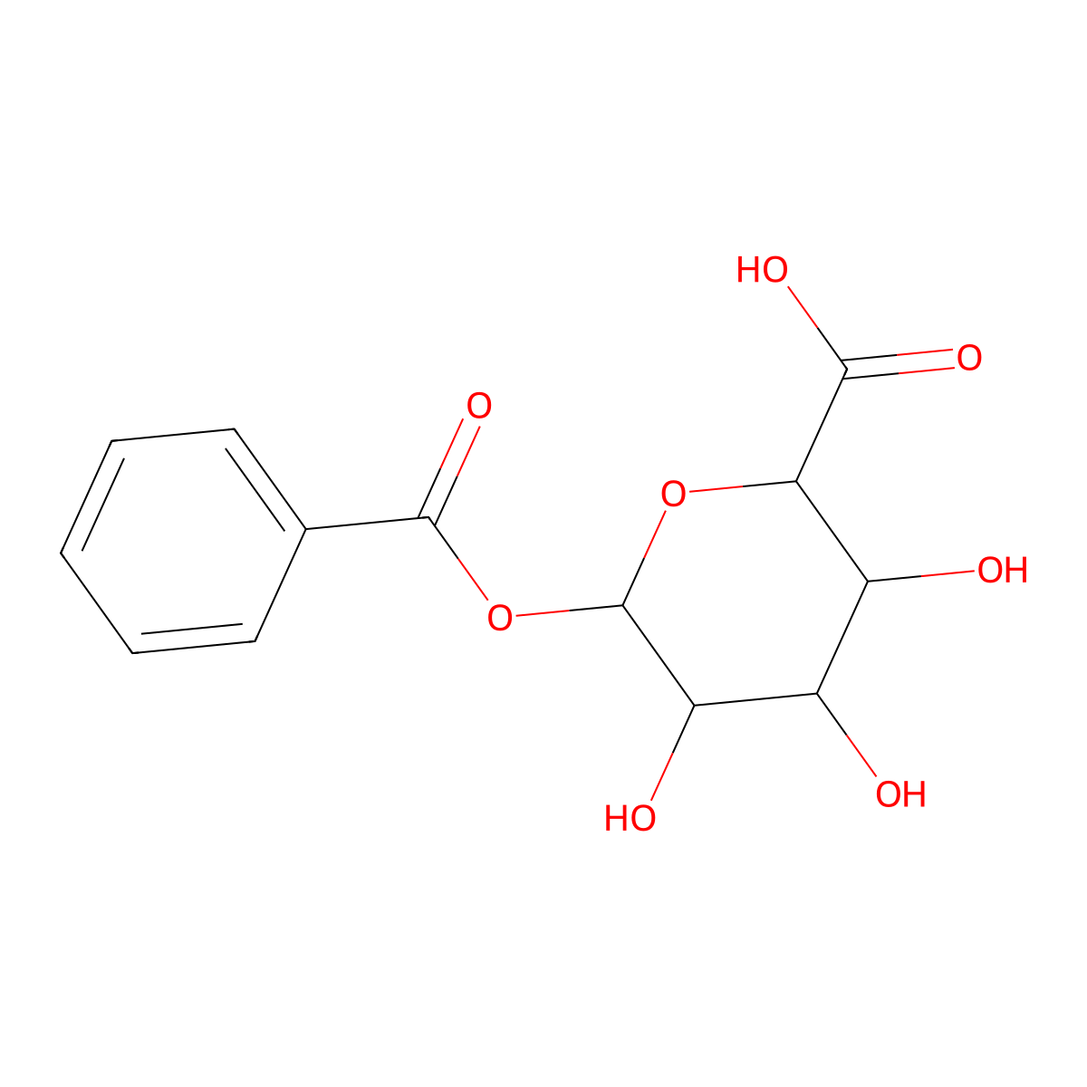 Benzoyl glucuronide molecular structure, CAS 19237-53-7