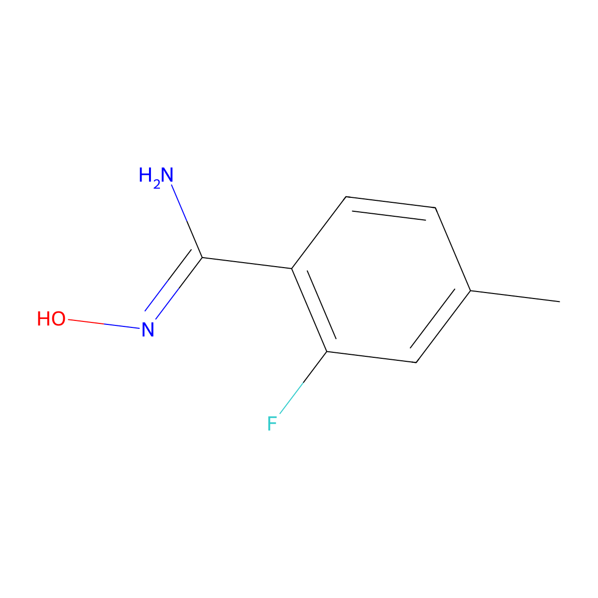 (Z)-2-fluoro-N'-hydroxy-4-methylbenzene-1-carboximidamide molecular structure, CAS 1923811-62-4