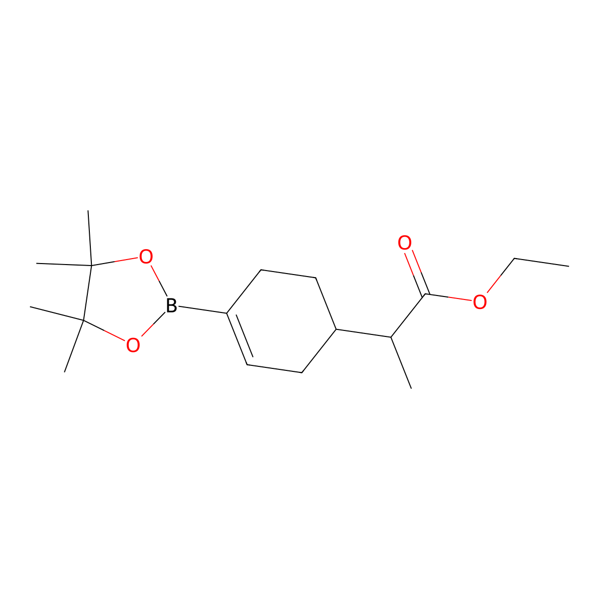 Ethyl 2-[4-(4,4,5,5-tetramethyl-1,3,2-dioxaborolan-2-yl)cyclohex-3-en-1-yl]propanoate molecular structure, CAS 1923824-60-5