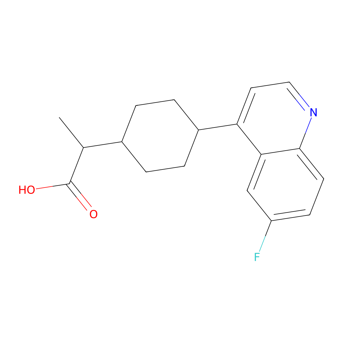 (R)-2-[cis-4-(6-Fluoro-4-quinolyl)cyclohexyl]propanoic Acid molecular structure, CAS 1923836-34-3
